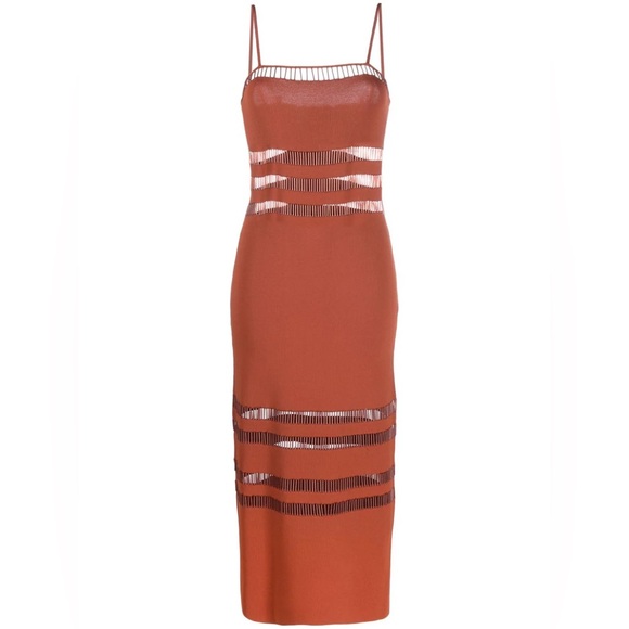 NEW NWT Cult Gaia Olitan Embellished Midi Dress In Tannin - Picture 3 of 11